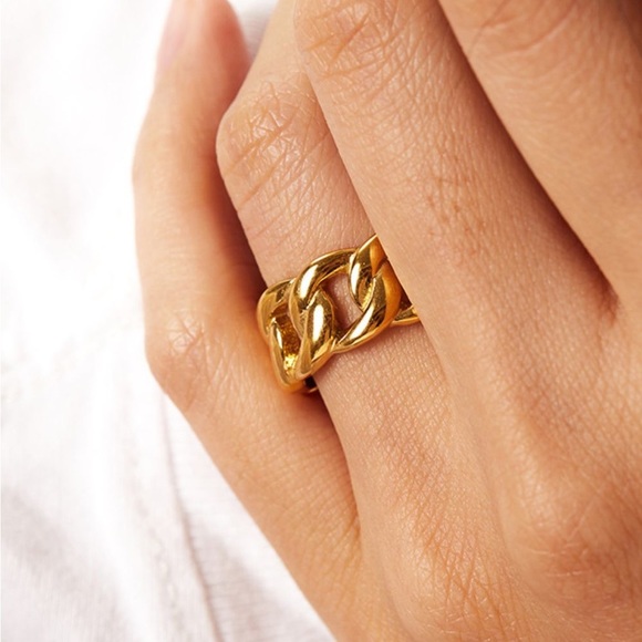 Stainless Steel Curb Chain Ring - Picture 2 of 6